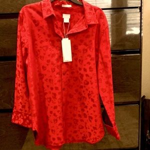 Chico’s Red Animal Print Blouse New with Tags